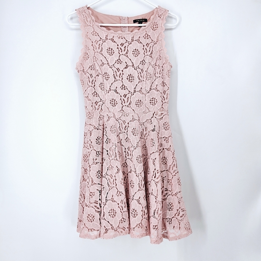 City Studio Fit & Flare Dusty Pink Lace Dress Size 7 EUC